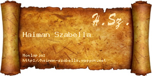 Haiman Szabella névjegykártya
